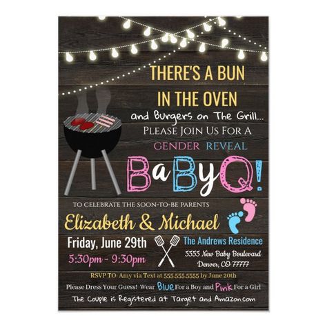 Baby Shower Couples, Baby Q Invitations, Gender Reveal Baby Shower Themes, Baby Gender Reveal Party Decorations, Couples Baby Shower Invitations, Bee Gender Reveal, Gender Reveal Party Theme, Gender Reveal Themes, Gender Reveal Party Invitations