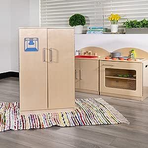 If your child likes to help put away the groceries and leftovers this wooden kitchen refrigerator with ice and water dispenser graphic is a must have. Two internal shelves provide storage for pretend food. Add our wooden stove and sink for a complete set. Beneficial: Helps develop creative thinking and problem solving skills Attractive: Natural wood finish adapts well to any décor Durable: Birch plywood and metal screw construction for stability and longevity Wooden Kitchen Set, Wooden Toy Kitchen, Clean Refrigerator, Pretend Kitchen, Kids Play Set, Toy Kitchen Set, Kitchen Ideals, Pretend Play Kitchen, Side By Side Refrigerator