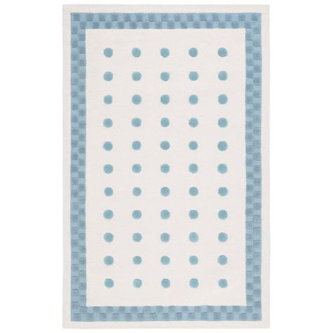 Latitude Run® Dariene Handmade Hand Tufted Ivory/Blue Rug | Wayfair Polka Dot Rug, Boys Rug, Girls Rugs, Coloring For Boys, Rug Ivory, Bedroom Playroom, Square Area Rugs, Handmade Kids, Hand Tufted Rugs