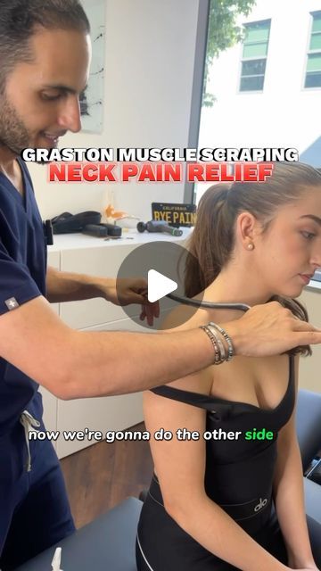 Dr. Ash Khodabakhsh - The Chiro Guy on Instagram: "Amazing Neck Pain Relief - Graston Muscle Scraping - By Best Chiropractor in Beverly Hills  Graston Muscle Scraping is a type of massage therapy that breaks up scar tissue, adhesions, and helps relax tight muscles. Neck pain can be caused from muscles that are tight resulting in nerve compression, muscle tension, head aches, and much more. Muscle scraping also promotes healing by increasing blood and oxygen flow to the treated areas.   #musclescraping #graston #neckpain#grastontechnique #muscle #massage #bestchiro #losangeles #thechiroguy #beverlyhills #bestchiropractor #chiro #chiropractic  👨🏻‍⚕️Visit us at our office located at 150 S Rodeo Dr. Suite 255 Beverly Hills, CA 90212. Follow us on Instagram at @thechiroguy and TikTok at @thec Scraping Massage Therapy, Neck Muscle Pain Relief, Tight Neck Muscles Relief, Muscle Scraping, Neck Muscle Pain, Head Pain Relief, Neck Pain Exercises, Muscle Massage, Head Pain