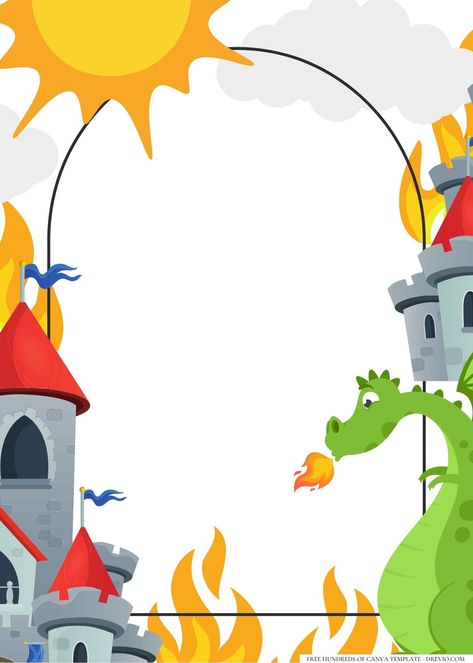 Download Now 22+ Dragon Castle Birthday Invitation Templates Welcome to the mystical world of dragons and castles, where a fantastical adventure awaits your little one and their friends! If you're looking to plan an extraordinary and unforgettable birthday bash... Castle Invitation Template, Knight Birthday Party Invitations, Dragon Party Invitations, Castle Birthday Invitation, Dragon City Game, Dragon Birthday Invitations, Knight Birthday, Green Dragons, Knight Birthday Party