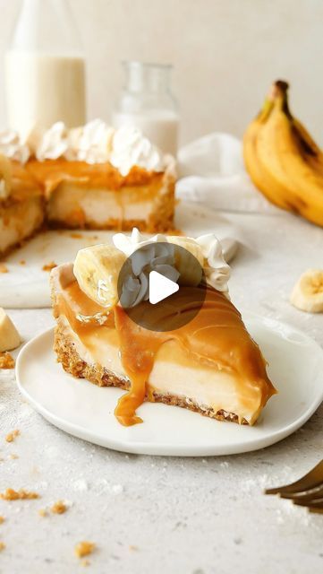 Holly Jade on Instagram: "BANOFFEE CHEESECAKE🍌YAY or NAY?? Who wants a slice?? Follow @thelittleblogofvegan for the best vegan recipes! 

Vegan, No-Bake, No-Egg, No-Dairy, Gluten-Free option! 
🍌 Unbelievably CREAMY banoffee cheesecake - A buttery biscuit base, banana cheesecake filling topped with gooey caramel, whipped cream swirls & more banana! You better believe this is the BEST EVER Banoffee cheesecake EVER!Perfect for Fall🍁🍂

—-> Get the recipe on my website: thelittleblogofvegan.com
Type ‘Banoffee Cheesecake’ in the search bar of my site! 
You can also click the link in my IG bio to head directly to my site! 

#banoffee #cheesecake #nobakecheesecake #fallvibes #autumnvibes #nobake #banoffeecheesecake #cheesecakelover" Banoffee Cheesecake, Caramel Whipped Cream, Cheesecake Lovers, Banana Cheesecake, Gooey Caramel, Ig Bio, Buttery Biscuits, Cheesecake Filling, Yay Or Nay