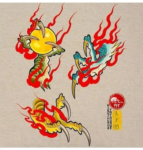 Japanese Flames Tattoo, Japanese Fire Tattoo, Japanese Flames, Asian Tattoo Ideas, Raijin Tattoo, Traditional Japanese Dragon, Traditional Japanese Tattoo Flash, Japanese Flower Tattoo, American Traditional Tattoo Ideas