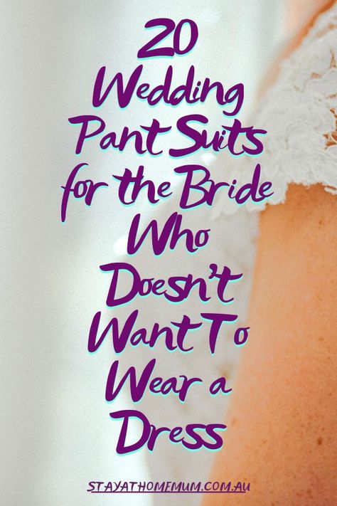 It was a long time ago when women began to wear dresses and gowns on their wedding day. But our society is changing, and so is our confidence to baulk tradition! Pant Suits For Women Wedding, Wedding Pantsuit The Bride, Wedding Pant Suits, Wedding Trouser Suits, Wedding Dress Pantsuit, Jumpsuit With Train, Bridal Pant Suit, City Wedding Reception, White Halter Jumpsuit