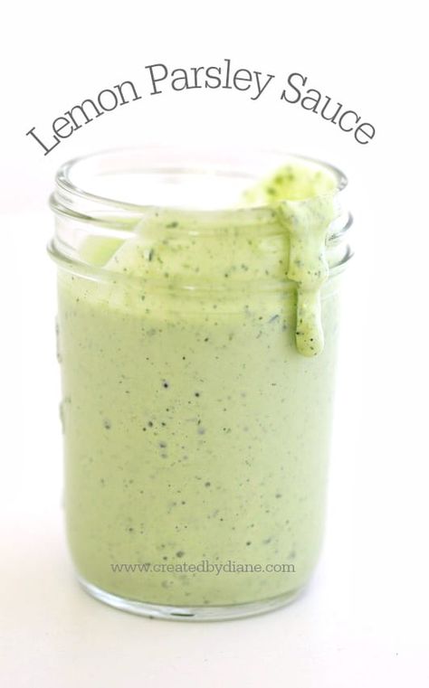 Lemon Parsley Dressing, Parsley Recipes Salad, Herb Sauce For Fish, Sauces For Veggies, Cooking With Parsley, Fish Souse Recipe, Lemon Parsley Sauce, Parsley And Cilantro Recipes, Parsley Salad Dressing