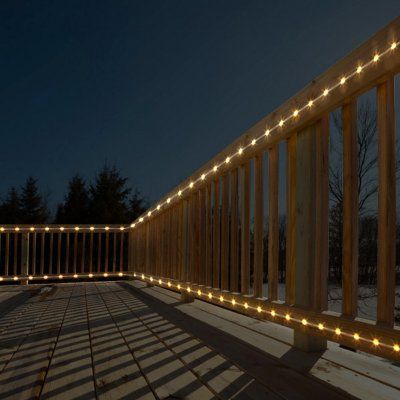 Sam's Club - 18 ft. Warm White LED Mini Rope Light - 2 pk. Rope Lighting Ideas, Outdoor Deck Lighting, Rope Lighting, Led Rope, Led Rope Lights, Backyard Lighting, Rope Lights, House With Porch, Diy Deck