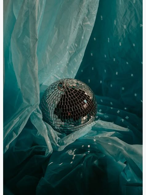 "Teal and Silver Mirrorball, Vertical Photography Print" Metal Print by molltra | Redbubble Blue And Green Photography, Teal Green Aesthetic, Transformative Teal, Turquoise Aesthetics, Teal Blue Aesthetic, Teal Photography, Wallpaper Turquoise, Vertical Photography, Glam Rock Aesthetic