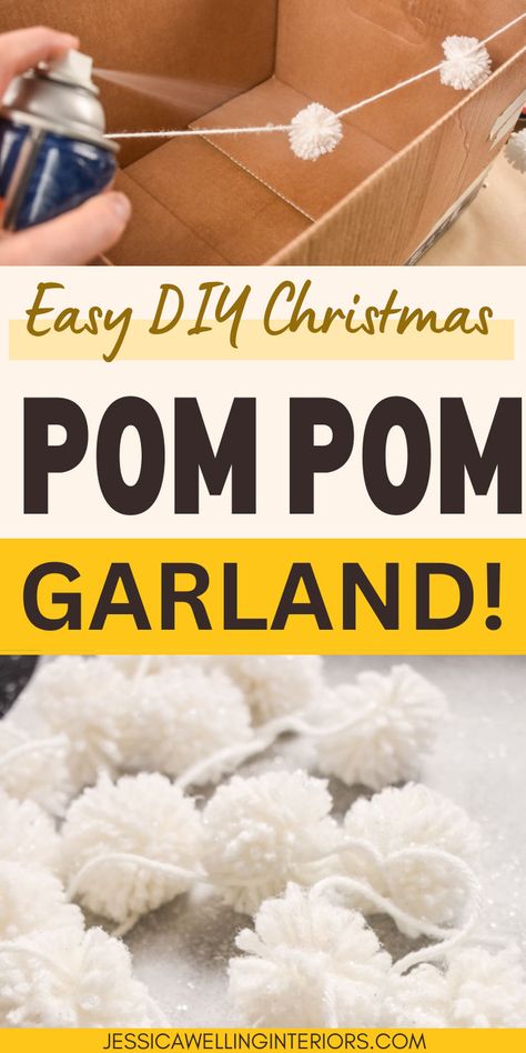 We are all about making pom poms at my house. So it was only natural that we needed some pom pom garlands for our Christmas decor. Diy Garland Ideas Christmas, Diy Pom Pom Garland, Making Pom Poms, Christmas Pom Pom Crafts, Creative Handmade Gifts, Garlands Christmas, Christmas Pom Pom, Modern Boho Style, Diy Christmas Garland