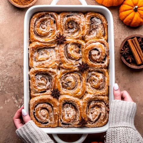 Pumpkin Cinnamon Rolls In Bloom Bakery, Bloom Bakery, Salted Caramel Apple Pie, Maple Cream Cheese, Best Cinnamon Rolls, Pumpkin Cinnamon Rolls, Cream Cheese Glaze, Maple Cream, Pumpkin Spice Syrup