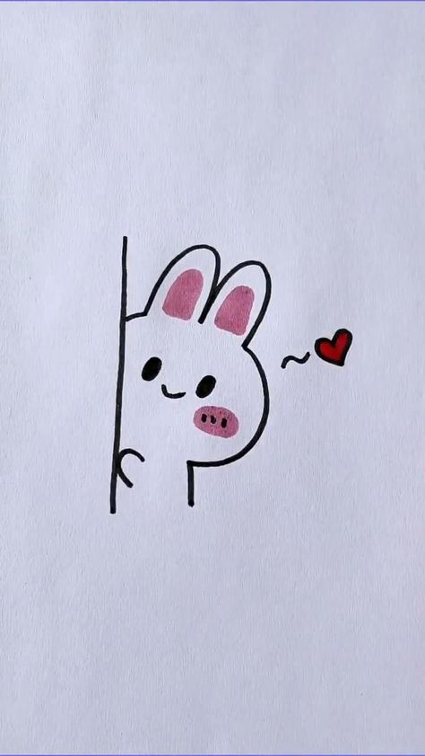 Draw A Rabbit Easy, Draw A Rabbit, Cute Easy Doodles, Easy Love Drawings, Doodles Drawings, Easy Drawings For Kids, Easy Doodle Art, Easy Doodles Drawings, Easy Drawings Sketches