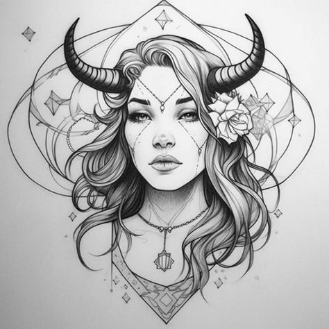 Discover the captivating essence of Taurus with this mesmerizing tattoo design. Embrace your astrological sign, symbolizing strength and sensuality. Crafted with precision by a skilled artist, it fuses astrology and tattoo art seamlessly. Unleash your cosmic connection, empower yourself, and embark on a journey of self-expression with this bold and inspiring symbol. Taurus Art Drawing, Taurus Girl Tattoo, Astrological Tattoos, Taurus Tattoo Design, Taurus Goddess, Taurus Symbol Tattoo, Taurus Symbols, Taurus Girl, Taurus Tattoo