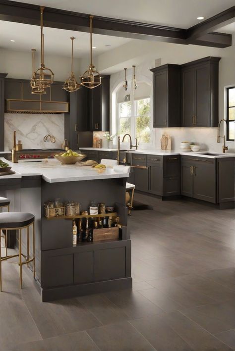 Dive into the sleek elegance of Urbane Bronze with this daily interior designer routine, adding refined sophistication to your kitchen decor. Are you ready for SW's stylish hue? #Ad #homedecor #homedesign #kitchen #Painthome interiorarchitecture best Wall Colors for kitchen Colors Bright Room Colors best colors combinations 2024 Home Remodeling Modern Paint Colors Grey And Bronze Kitchen, Urbane Bronze Cabinets Kitchen, Urban Bronze Kitchen Island, Iron Ore Vs Urbane Bronze, Urban Bronze Kitchen, Urban Bronze Kitchen Cabinets, Urbane Bronze Kitchen Cabinets, Bronze Kitchen Cabinets, Urbane Bronze Kitchen