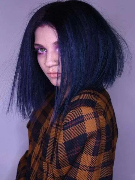 30 Cool Blue Hair Ideas for Anime Fans (2023) - The Trend Spotter Black Hair Color Ideas, Midnight Blue Hair, Blue Black Hair Color, Short Blue Hair, Stylish Hair Colors, Bob Haircut For Girls, Navy Blue Hair, Navy Hair, Blue Black Hair