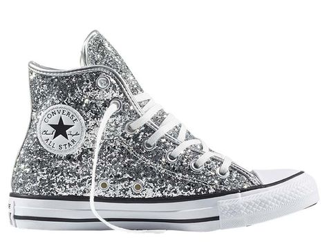 Silver Converse, Shoes Png, Glitter Png, Goth Shoes, Dance Company, Glitter Shoes, Silver Glitter, Converse High Top Sneaker, Converse Chuck Taylor High Top Sneaker