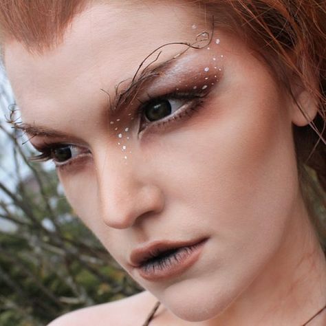 Deer Fairy Makeup, Fairy Eyebrows, Fall Fairy Makeup, Fey Makeup, Earth Fairy Makeup, Forest Nymph Makeup, Elvish Makeup, Woodland Makeup, Forest Elf Makeup