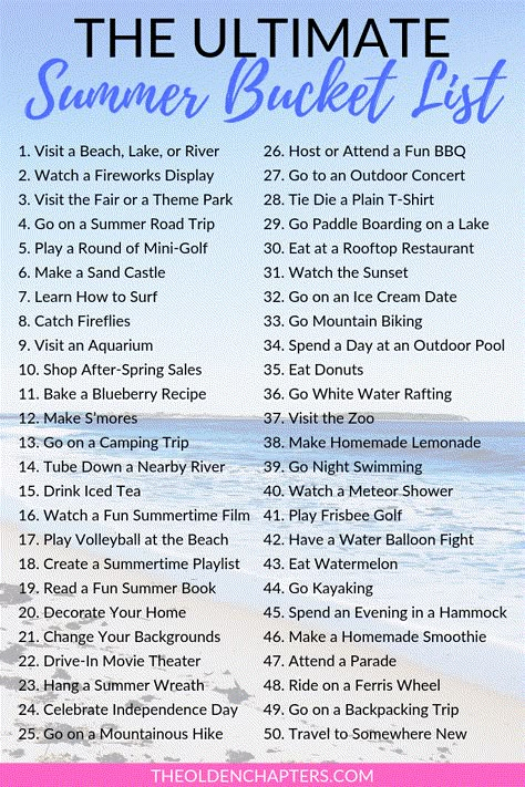 The Ultimate Summer Bucket List - The Olden Chapters Summer Bucket List For Teens, Ultimate Summer Bucket List, Bucket List For Teens, Summer To Do List, Sunny Season, Summer Fun List, Summer Bucket List, Outdoor Concert, Summer Plans