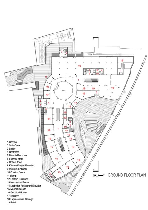 Image 25 of 33 from gallery of ARG Shopping Mall / ARSH 4D Studio. Ground floor Plan Mall Plan, Shopping Center Architecture, Site Plan Design, Shopping Mall Design, Shopping Mall Architecture, Hotel Floor Plan, Retail Architecture, Basement Plans, Commercial Complex