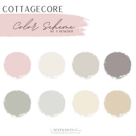 Cottagecore is all the rage! Use this designer curated color palette to create your dreamy cottage inspired home! Cottage Core Color Palette, Cottagecore Color Palette, Cottage Color Palette, Paint Color Pallets, Dreamy Cottage, Hex Color Palette, House Color Palettes, Pastel Colour Palette, Room Color Schemes