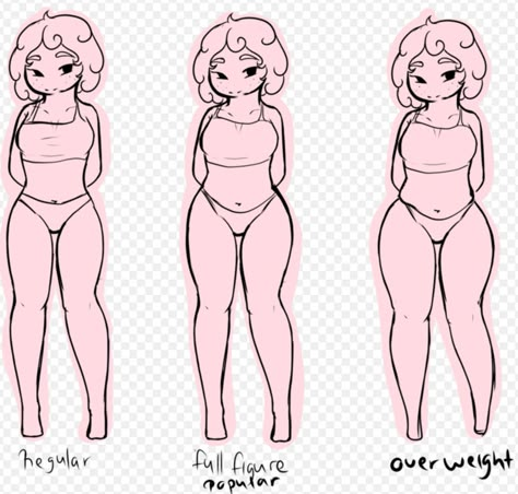 Anime Hourglass Body Reference, Chunky Body Reference, Mid Size Body Drawing, How To Draw Larger Body Types, Curvy Drawing Base, Chunky Body Drawing, Thick Body Drawing Base, Chunky Body Type, Curvy Drawing Reference