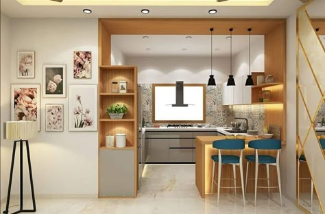 Kitchen Interior Partition, Kitchen Partition Ideas, Kitchen Unit Designs, Small House Interior, Kitchen Modular, Kitchen Cupboard Designs, Modern Kitchen Cabinet Design, Small Kitchen Decor, Kitchen Interior Design Decor