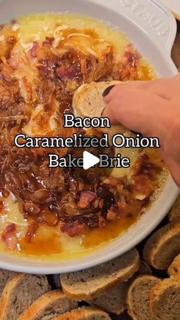 Baked Brie With Bacon, Brie With Bacon, Carmelized Onions, Best Appetizer Recipes, Brie Cheese, Caramelized Onion, Baked Brie, Best Appetizers, Yellow Onion