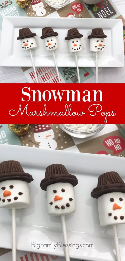 Marshmallow Christmas Ideas, Snowman Marshmallow Pops, Snowman Marshmallow For Hot Chocolate, Marshmellow Snowman Treats, Marshmellow Snowman Craft For Kids, Snowman Treats Ideas, Chocolate Covered Marshmallows Christmas, Snowman Treats For Kids, Snowman Marshmallows Craft