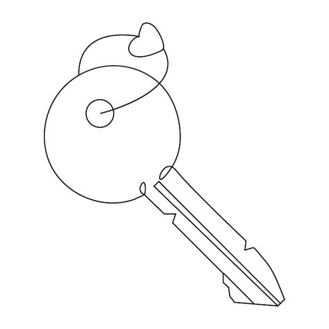 Premium Vector | Continuous single line art drawing of lock key outline vector illustration