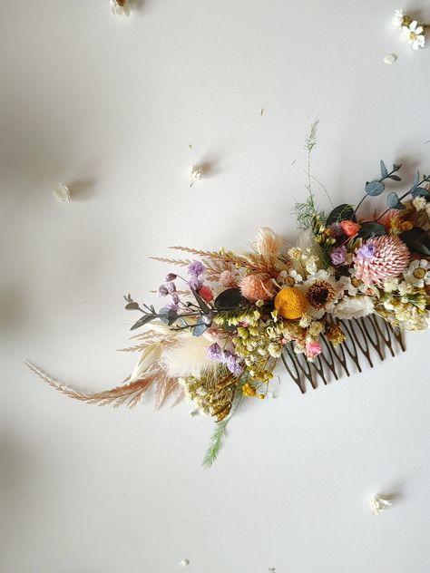 Wildflower Hair, Natural Bridal Hair, Bridal Flower Hair Comb, Floral Hair Pieces, Rustic Flower, Flower Comb, Vintage Cottagecore, Rustic Bridal, Bridal Flower