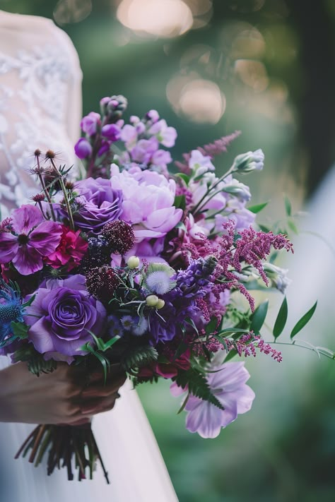 90+ Purple Wedding Bouquets that Add a Touch of Class | Matched Hearts Green Fall Weddings, Violet Bouquet, Dahlia Wedding Bouquets, Dark Purple Wedding, Violet Shades, Brides Flowers Bouquet, Purple Flower Bouquet, Fall Wedding Bridesmaids, Wildflower Wedding Bouquet