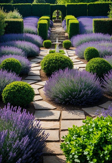 27 Dream Garden Ideas for Your Ultimate Backyard Oasis 34 Garden Beds Design, Lavender In Backyard, European Backyard Ideas, Parterre Garden, Front Flower Beds, Exquisite Gardens, Lavender Garden, Garden Oasis, Outdoor Gardens Design