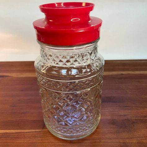 Anchor Hocking Diamond Pattern Glass Jar - Etsy Canning Supplies, Glass Jars With Lids, Clear Glass Jars, Glass Canisters, Storage Canisters, Pattern Glass, Glass Storage, Kitchen Jars Storage, Canning Jars