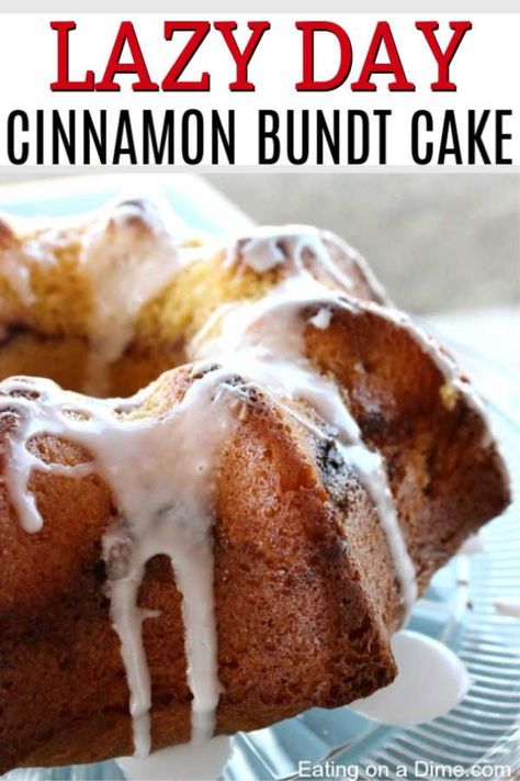 You have to try this delicious easy Lazy Day Cinnamon Bundt Cake Recipe. This Cinnamon Swirl Cake is simple and easy to make with brown sugar and no sour cream. It's perfect for any occasion! You’ll love this moist cinnamon bundt cake recipe made with cake mix. #eatingonadime #dessertrecipes #cakerecipes Homemade Vanilla Pound Cake, Moist Cinnamon Cake, Sock It To Me Cake Recipe, Cinnamon Cake Recipe, Cinnamon Cake Recipes, Pond Cake, Easy Desert, Cinnamon Swirl Cake, Making Sausage