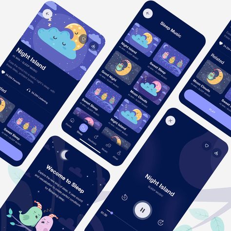 Playlist for Your Night Sleep on Behance Sleep App, Wellness App, Meditation App, Wellness Apps, Prototype Design, Meditation Apps, Sleep Meditation, Night Sleep, App Ui Design