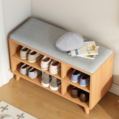 【Perfect Entryway Idea】Say goodbye to your chaotic hallway. 16 cubbies easily accommodate 10-16 pairs of shoes. There is nothing difficult to hold men's shoes in each 11.6" D x 9.7" W compartment, and there is no need to be stack shoes or lay them in sideways. Keep everything in order and easy to reach 【Flexible for Multiple Needs】8 middle compartments are fixed for sneakers, high heels and sandals. The side compartments are adjustable and removable for slippers, tall boots or storage boxes. Use Shoe Rack Bench, Shoe Shelves, Shoe Bench, Mdf Frame, Bench With Shoe Storage, Extra Storage Space, Upholstered Bench, Bench Seat, Garden Storage