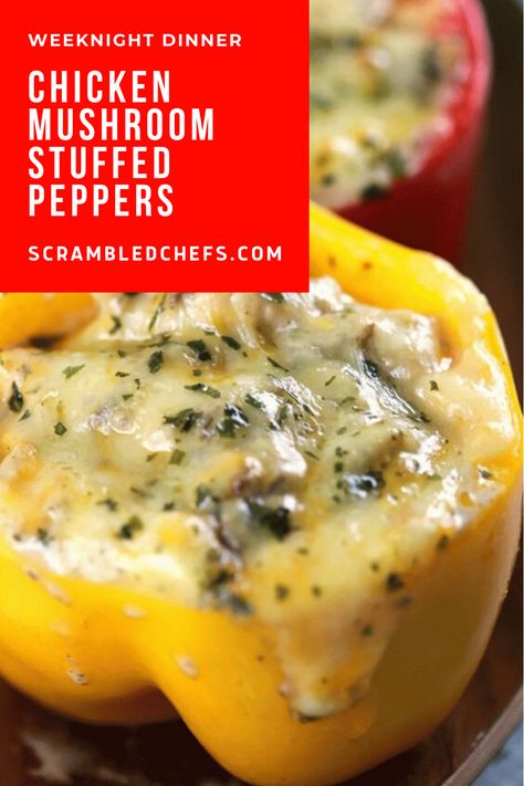 Mushroom Stuffed Peppers, Ground Chicken Stuffed Peppers, Peppers And Mushrooms, Mushroom Stuffed, Creamy Mushroom Chicken, Stuffed Peppers Healthy, Recipes With Chicken And Peppers, Chicken And Mushroom, Chicken Mushroom