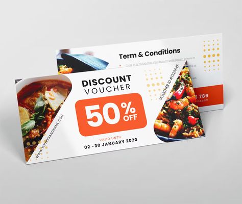 Restaurant Voucher Design, Fastfood Restaurant, Canada Restaurants, Voucher Card, Food Vouchers, Restaurant Vouchers, Gift Voucher Template, Boarding Pass Wedding Invitation, Gift Voucher Design