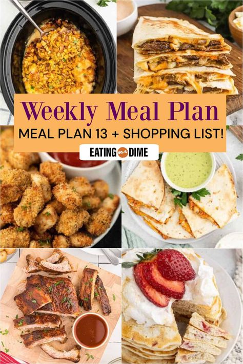 Eating On A Dime Recipes, Crock Pot Chicken Cordon Bleu, Quesadilla Air Fryer, Chicken Nuggets Air Fryer, Nuggets Air Fryer, Air Fryer Chicken Nuggets, Steak Quesadilla, Free Weekly Meal Plan, Berry Fruit Salad