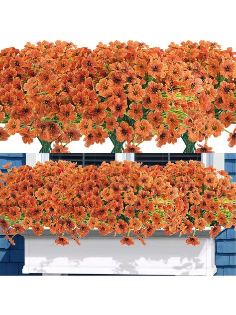 6 Bundles Artificial Fall Flowers Outdoor UV Resistant Fake Flowers No Fade Faux Plants For Thanksgiving Table Christmas Home Garden Porch Window Box Decorating Autumn Orange    PVC     Outdoor & Garden, size features are:Bust: ,Length: ,Sleeve Length: Table Centerpiece Christmas, Autumn Plants, Garden Fireplace, Outdoor Greenery, Porch Window, Christmas Wedding Party, Porch Windows, Centerpiece Christmas, Autumn Orange