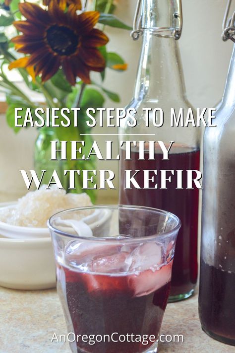 Make your own easy water kefir with this simple step-by-step method with about 10 minutes of hands-on time. Learn how to make this refreshing probiotic carbonated drink at home for all the health benefits - and because it's delicious! Diy Kefir How To Make, Flavored Water Kefir Recipes, Water Kefir Flavors, Water Kefir Soda, Kefir Water, Fermented Beverages, Kefir Starter, Kefir Drink, Coconut Water Kefir