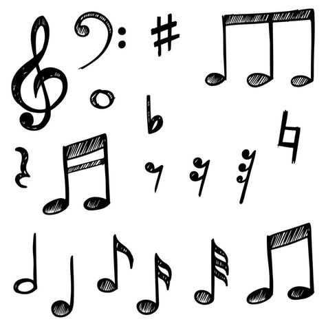 Musical Notes Drawing, Music Note Doodle, Piano Doodle, Song Doodles, Drawing Ideas Music, Music Notes Illustration, Doodles Music, Music Doodles, Music Note Logo