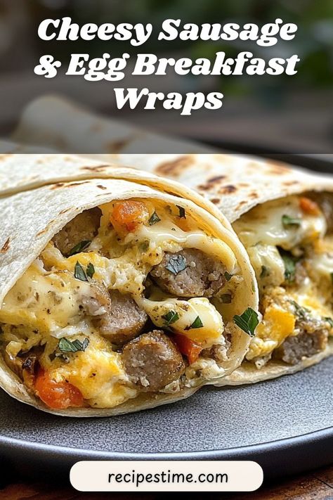 Start your day with cheesy sausage & egg breakfast wraps—hearty, flavorful, and easy to make! #BreakfastWraps #SausageAndEgg Best Scrambled Eggs, Sausage Wrap, Mini Breakfast, Egg Wrap, Breakfast Wraps, Cheese Wrap, Healthiest Seafood, Sausage And Egg, How To Cook Sausage