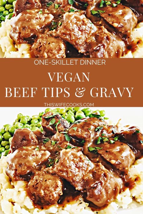 Plant Based Beef Recipes, Vegan Beef Tips Recipe, Vegan Beef Tips, Gardein Recipes, Beef Tips And Gravy Recipe, Vegetarian Steak, Beef Tips And Rice, Beef Tip Recipes, Ms Diet