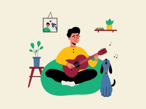 Playing Guitar Illustration by Duckleap on Dribbble Guitar Illustration Drawing, Playing Guitar Illustration, Guitar Illustration, Guitar Drawing, Graphic Arts, Playing Guitar, Xmas Cards, Your Design, Creative Professional