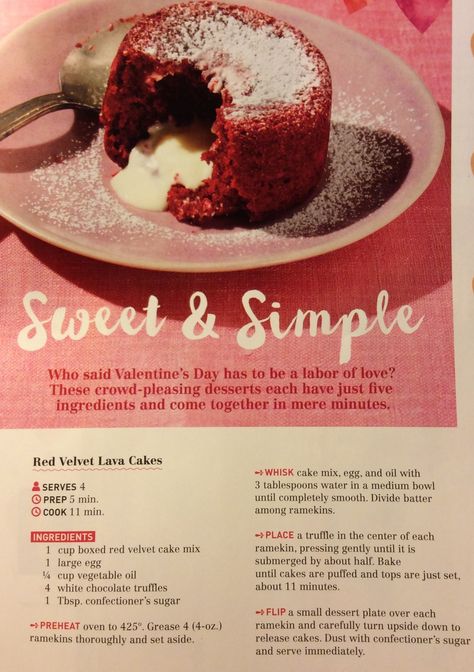 Red Velvet Lava Cake (recipe by Curtis Stone) Red Velvet Lava Cake, Dessert Drinks Alcohol, Cakes Red Velvet, Lava Cake Recipe, Molten Lava Cake, Lava Cake Recipes, Curtis Stone, Molten Lava Cakes, Molten Lava