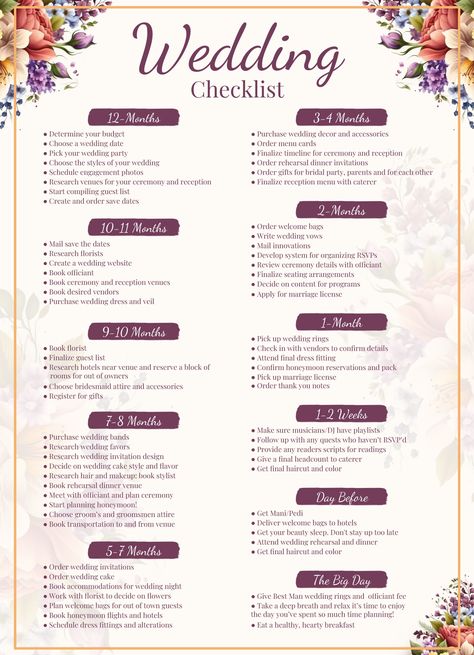 An easy-to-edit wedding checklist template for Google Docs. Telugu Wedding Checklist, Nigerian Wedding Planning Checklist, Wedding List Checklist, Free Wedding Checklist, Bridal List, Google Docs Templates, Wedding Checklist Template, Wedding Preparation Checklist, Wedding Planner Checklist