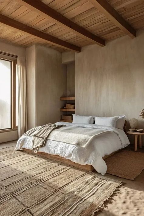 25 Japandi Bedroom Ideas for a Perfect Blend of Minimalism and Comfort Japandi Bedroom Interior, Japandi Bedroom Interior Design, Scandi Japandi, Japandi Bedroom Ideas, Homely House, Bedroom Aesthetic Cozy, Japanese Style Bedroom, Minimalist Bed Frame, Scandi Bedroom