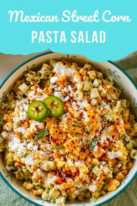 This fresh & flavorful Mexican street corn pasta salad is everything you love about elote in a cup, but much more filling! Enjoy it as a side dish, appetizer, or a quick bite between meals! Elote In A Cup, Assyrian Recipes, Mexican Street Corn Pasta Salad, Mexican Street Corn Pasta, Street Corn Pasta Salad, Street Corn Pasta, Mexican Pasta Salad, Corn Pasta Salad, Mexican Pasta