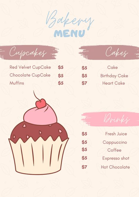 Baking Poster, Bakery Paper, Logo Bakery, 5th Birthday Cake, Small Bakery, Bakery Menu, Cupcake Shops, Mini Pancakes, Food Menu Design