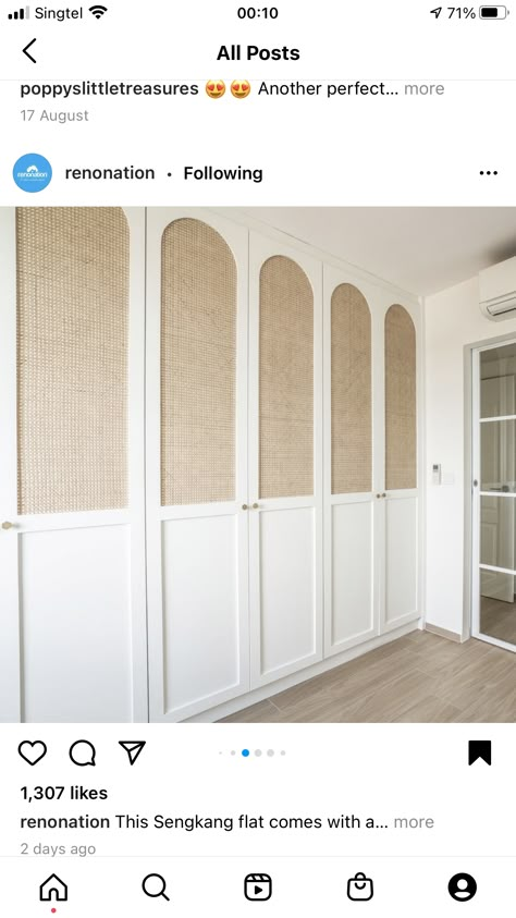 White Rattan Wardrobe, Rattan Fitted Wardrobe, Rattan Built In Wardrobe, Rattan Cupboard Doors, Rattan Wardrobe Doors, Rattan Wardrobe, Fabric Wardrobe, Doors Bedroom, Rattan Doors