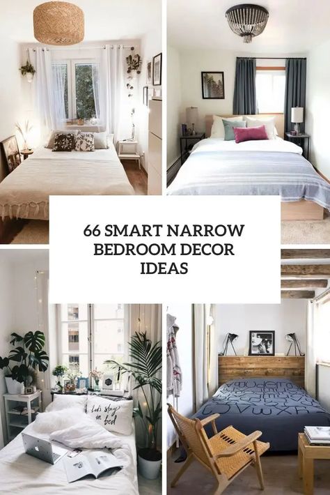 66 Smart Narrow Bedroom Decor Ideas - DigsDigs Narrow Spare Room Ideas, Small Women’s Bedroom Ideas, Tiny Narrow Bedroom Ideas, One Bed Flat Ideas, Bedroom Ideas For Narrow Rooms, Tiny Room Bedroom, 8 X 13 Bedroom Layout, Bedroom With Only Bed, Tiny White Bedroom Ideas